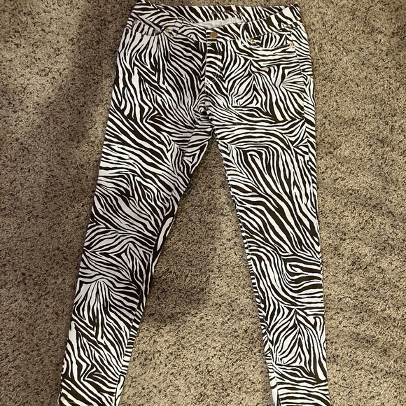 Michael Kors Pants - Michael Kors brown and white skinny zebra pants size 4p